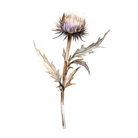 Premium AI Image | A watercolor drawing of a thistle flower.