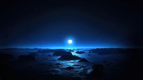 3840x2160 Ocean Dark Night Moon 4k 4K ,HD 4k Wallpapers,Images,Backgrounds,Photos and Pictures