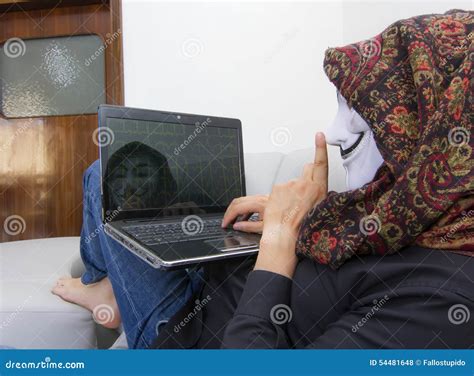 Hacker with Computer Monitor Editorial Stock Photo - Image of security, couch: 54481648