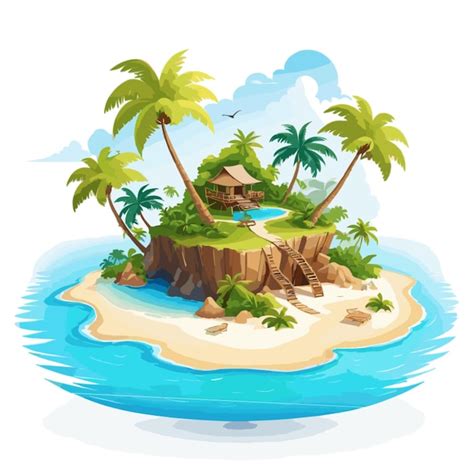 Premium Vector | Exotic island vector on a white background