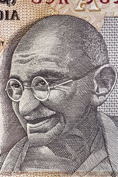 Gandhi on Indian Rupee Note Stock Photo - Image of macro, close: 24450382