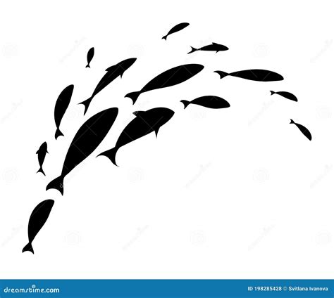 Silhouette of Jumping School of Fish. Logo Template Design Stock ...