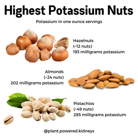 Potassium In Nuts Chart