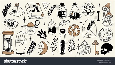 Magic Symbols Hand Drawn Tattoo Set Stock Vector (Royalty Free) 2126249165 | Shutterstock