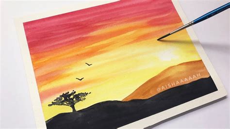 Easy Watercolor Sunset Tutorial for Beginners Step By Step | Watercolor sunset, Watercolor ...