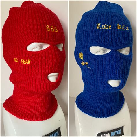 Embroidered 3 Hole Ski Mask Knitted Balaclava Snood | Etsy