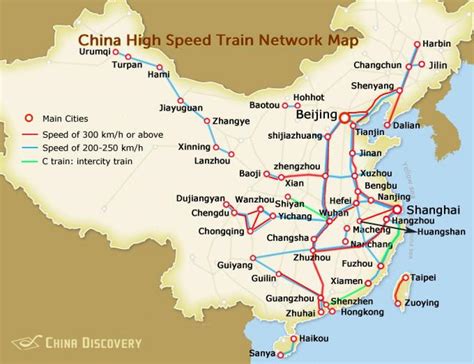 China bullet trein-kaart - Bullet train China kaart (Oost-Azië - Azië)