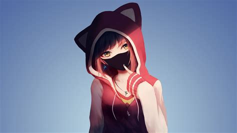 Female anime character hearing cat ear hooded top HD wallpaper | Wallpaper Flare