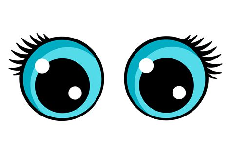 Blue Cartoon Eyes with Cute Eyelashes. K Graphic by ladadikart · Creative Fabrica