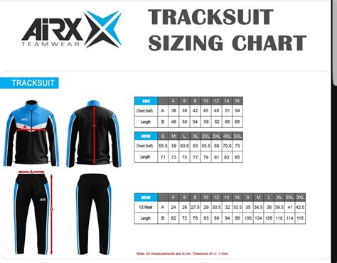 Tracksuit Size Chart Singapore National Paralympic Council | Labb by AG