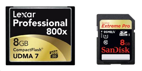 Compact Flash (CF), Secure Digital (SD) and SDHC/SDXC Memory Cards for Digital Cameras