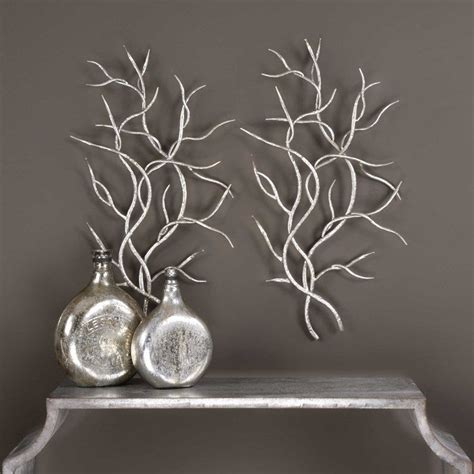 Uttermost Silver Branches Wall Art S/2 | Silver wall decor, Silver walls, Metal wall decor