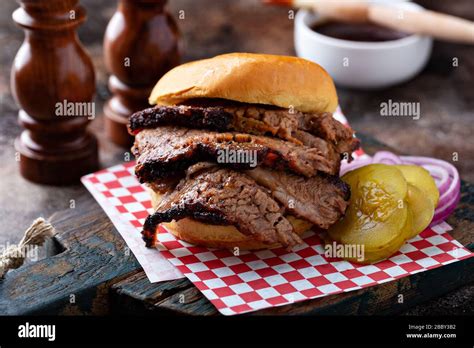 Smoked beef brisket sandwich Stock Photo - Alamy