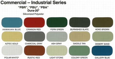 Color Chart - Pascal Steel Buildings