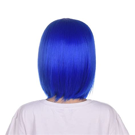 classic style Short Blue Dark Inverted Coraline Halloween Wig Lace ...