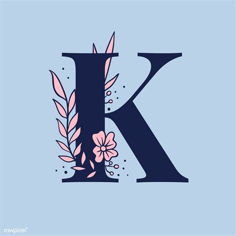 Botanical capital letter K vector | free image by rawpixel.com / Tvzsu | Lettering alphabet ...