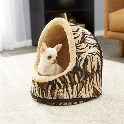 FURHAVEN 14-in Animal Fur Hood Cat Bed, Tiger - Chewy.com