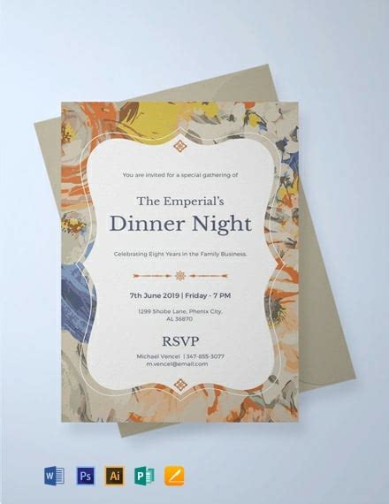 FREE Formal Dinner Invitation Template - Word | PSD | InDesign | Apple Pages | Publisher ...