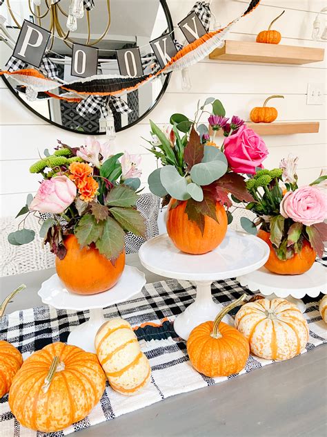 Mini Pumpkin Flower Arrangement Fall Centerpiece - Tatertots and Jello