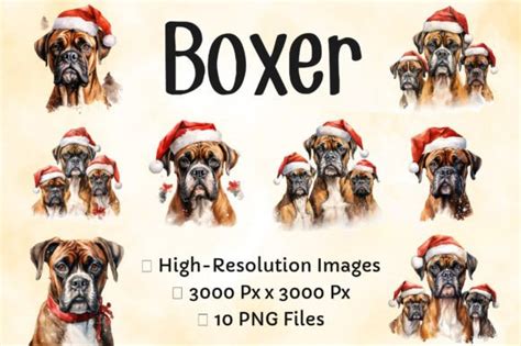 Santa Christmas Boxer Dog Watercolor Png Graphic by dotpixel · Creative ...