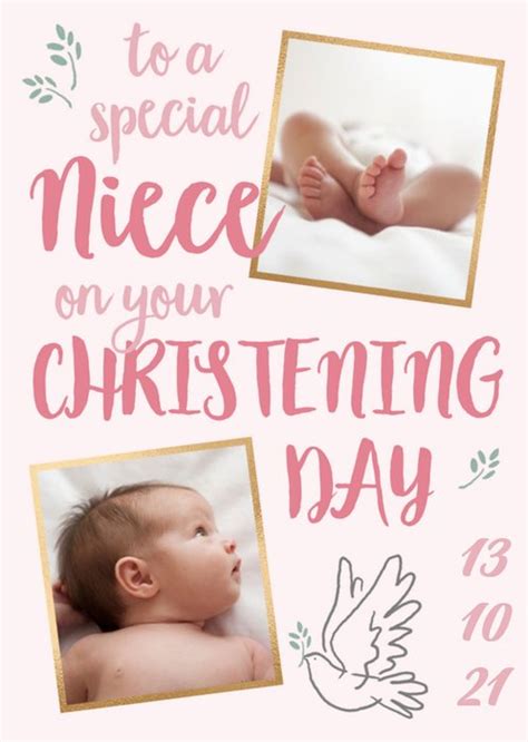 Typographic Photo Upload Niece Personalise Date Christening Card | Moonpig