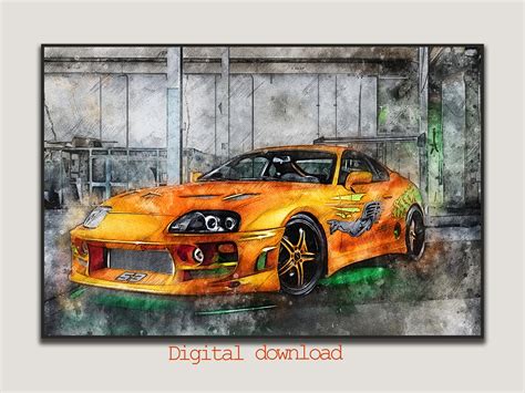 Toyota Supra Fast and Furious Car Art Print Car Drawing - Etsy