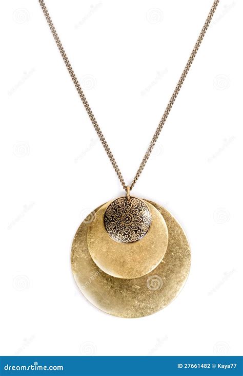 Gold Chain with Round Pendant Stock Photo - Image of jewelry, metal: 27661482