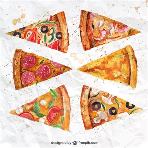 Watercolor pizza slices Vector | Free Download