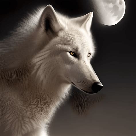 White Wolf and Moon Graphic · Creative Fabrica