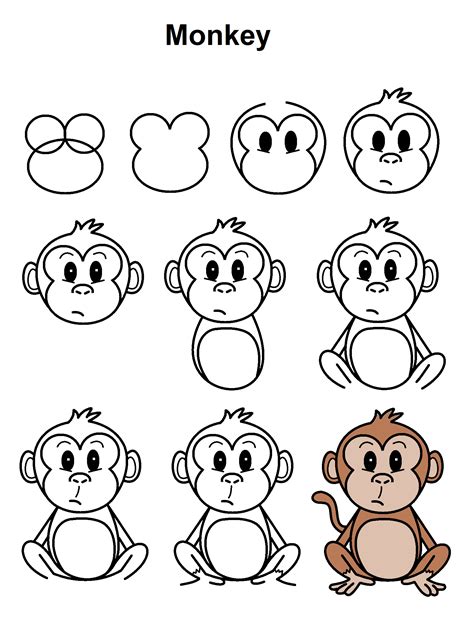 How To Draw A Cute Baby Monkey Step By Step - George Mitchell's Coloring Pages