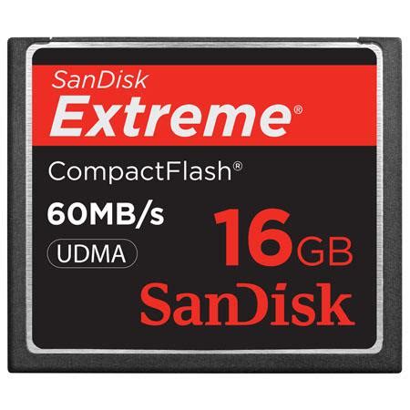 SanDisk 16GB Extreme Compact Flash Memory Card - Up to 60MB/S Read/Write, UDMA Enabled