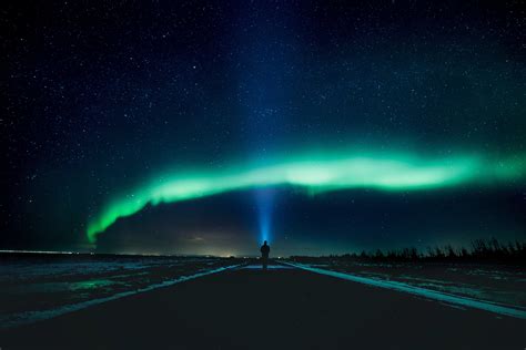 aurora, road, sky, photography, alone, hd, 4k HD Wallpaper