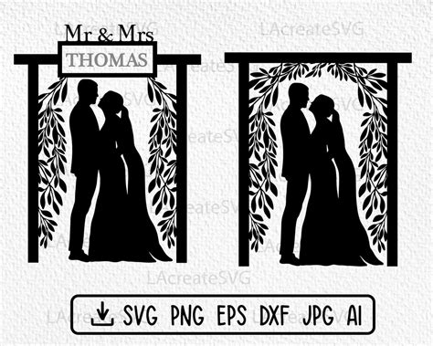 Wedding Couple Split Monogram Svg Png Dxf, Family Name Mr and Mrs, Lovers Frame Svg, - Etsy