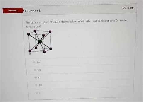 Solved The lattice structure of CsCl is shown below. What is | Chegg.com