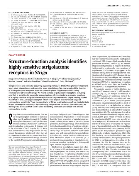 (PDF) Structure-function analysis identifies highly sensitive strigolactone receptors in Striga