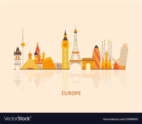 Europe skyline silhouette Royalty Free Vector Image