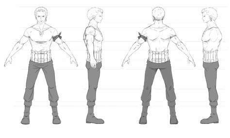 Roronoa Zoro Blueprint - Download free blueprint for 3D modeling