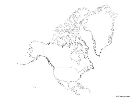 Outline Map of North America with Countries | Free Vector Maps