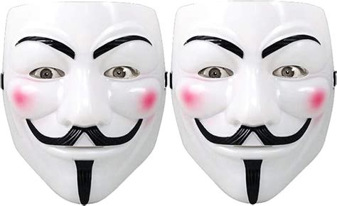 Amazon.com: Hacker Mask for Costume Kids - 2 Pack White Anonymous Face Masks for Halloween V for ...