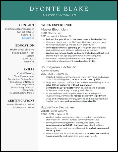 12 Electrician Resume Examples [& Templates]