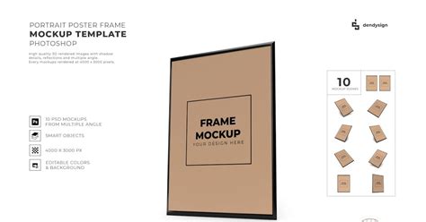 Portrait Poster Frame Mockup Set by DendySign on Envato Elements