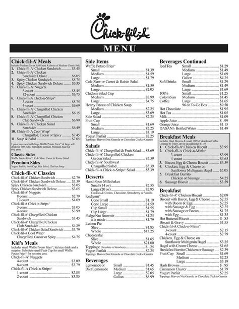 Chick-fil-A Menu, Menu for Chick-fil-A, Greenville, Greenville ...