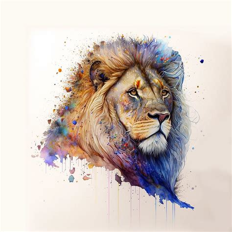 Watercolor Lion Digital Art by Robin Curtiss - Fine Art America