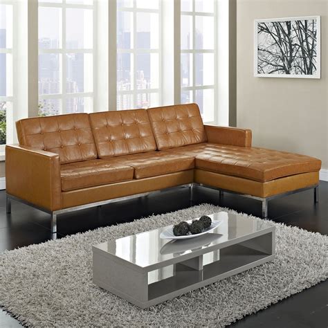 Astonishing Right-Arm Sectional Sofa Tan Leather Sofa With L-shaped Models Also Low White H ...