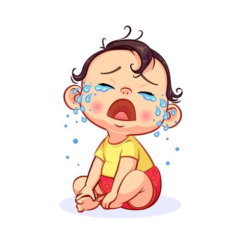 Cartoon Sitting Crying Little Baby Boy | Baby illustration, Crying cartoon, Kids cartoon characters