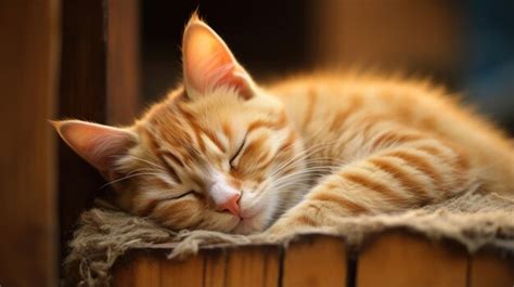 Premium AI Image | a yellow cat is sleeping soundly with a cute face