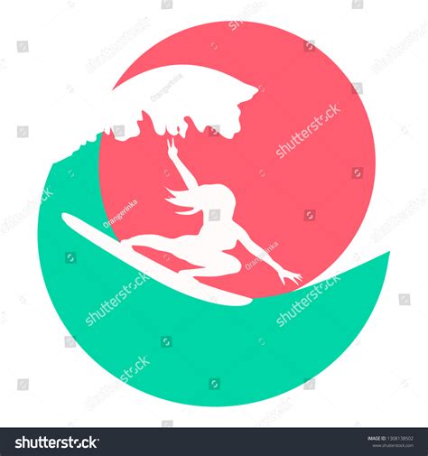 Surfer Girl On Wave Minimal Logo Stock Vector (Royalty Free) 1308138502 | Shutterstock