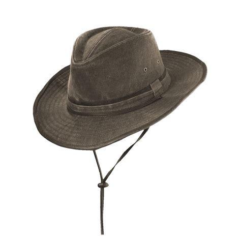 Washed Canvas Outback Hat With Chin Cord | eBay