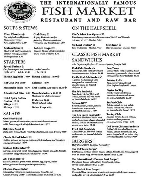 Menu at Fish Market pub & bar, Alexandria, 105 King St