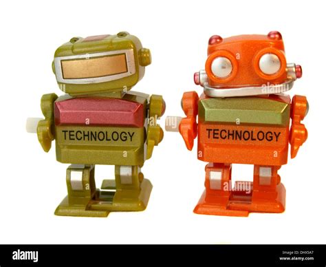 Two wind-up toy robots Stock Photo - Alamy